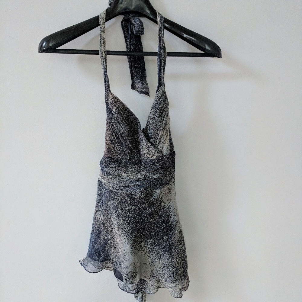 BCBGMaxAzria 100% Silk Halter Top, XS